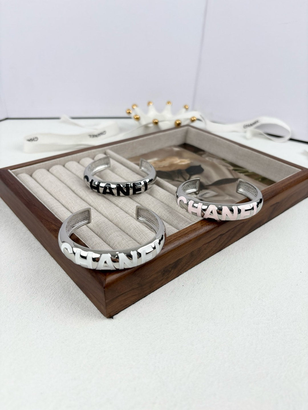 Color-Inlay Lettering Cuff Bracelet