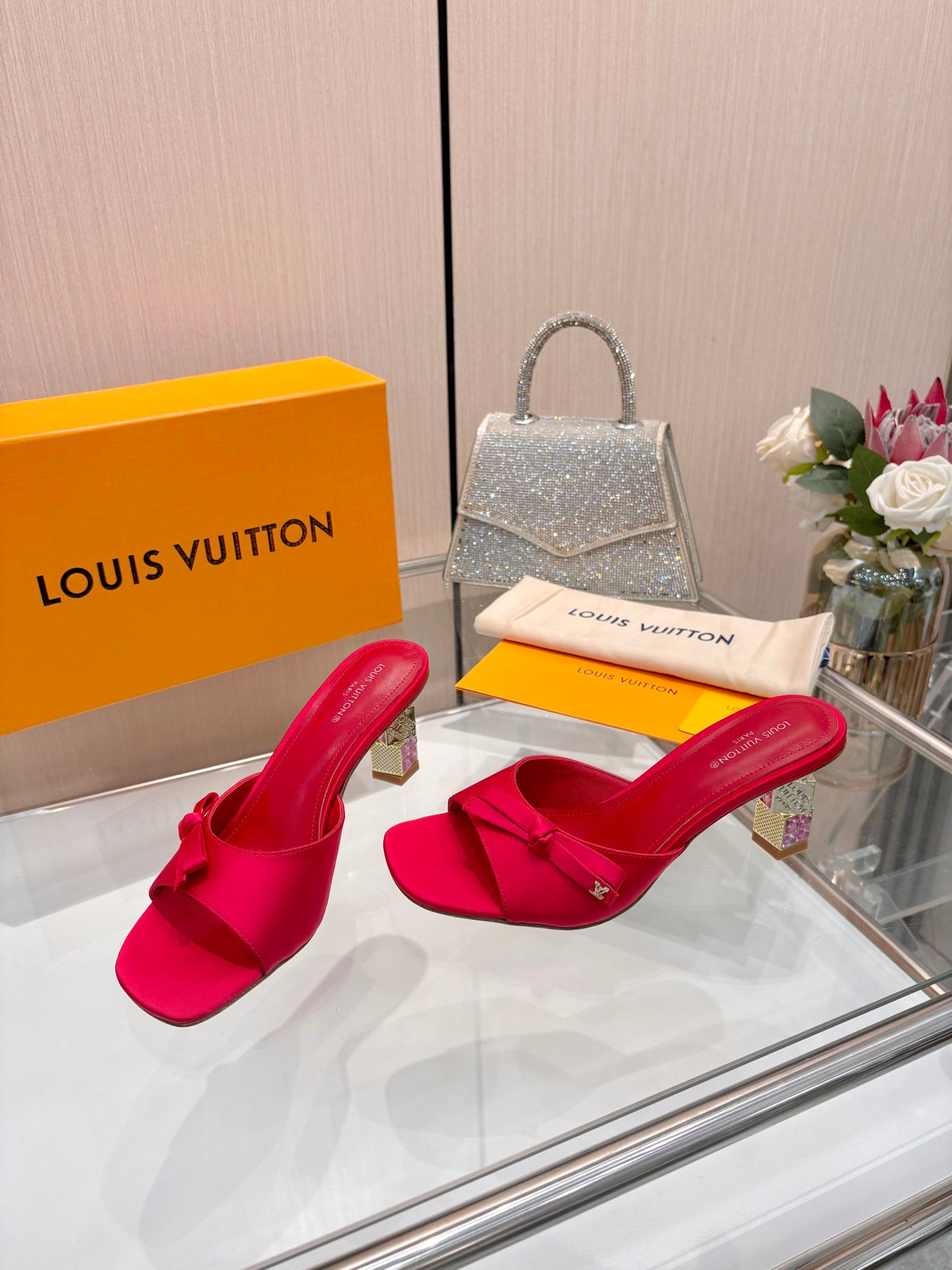 Padded Cross-Strap Heeled Mules