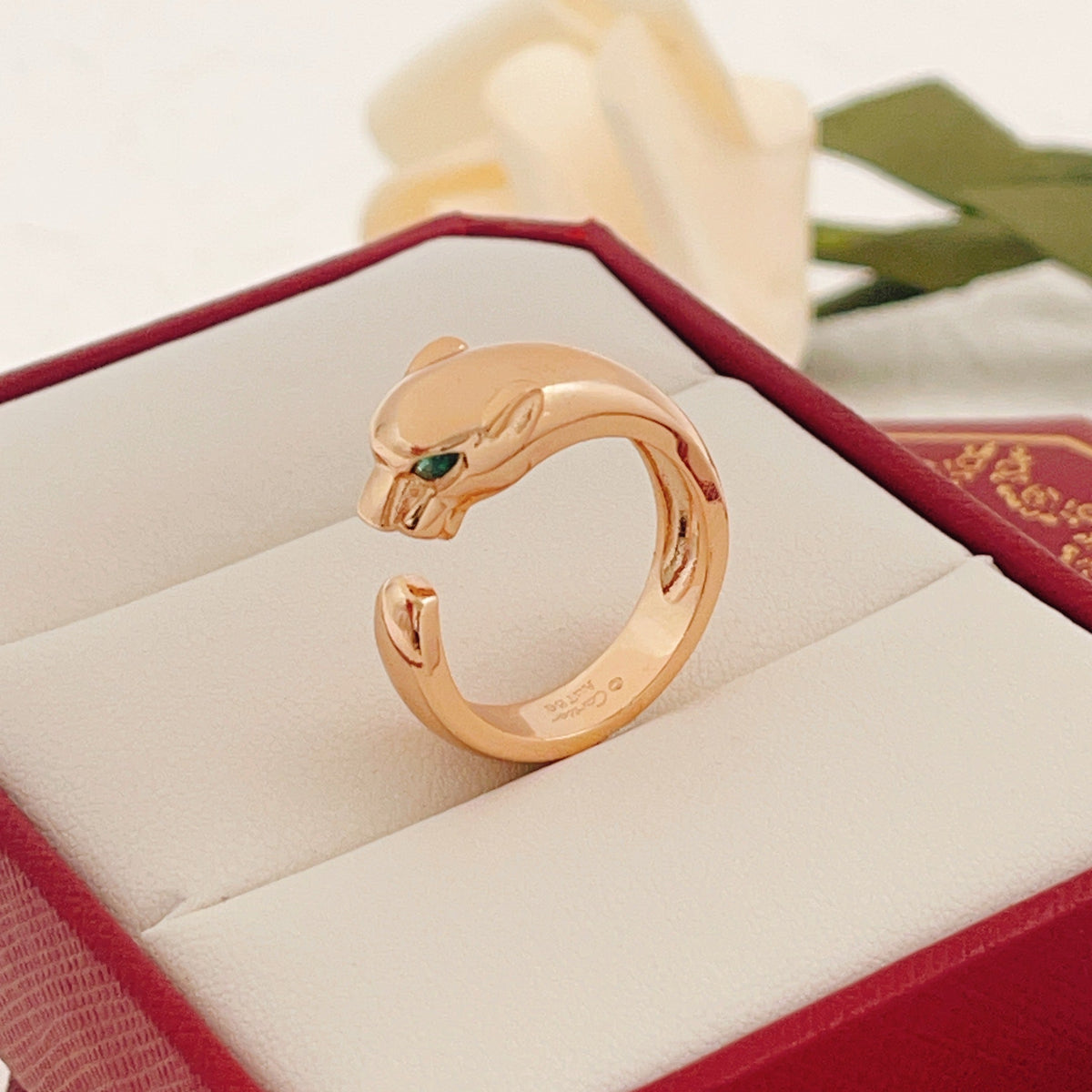 Polished Panther Head Wrap Ring