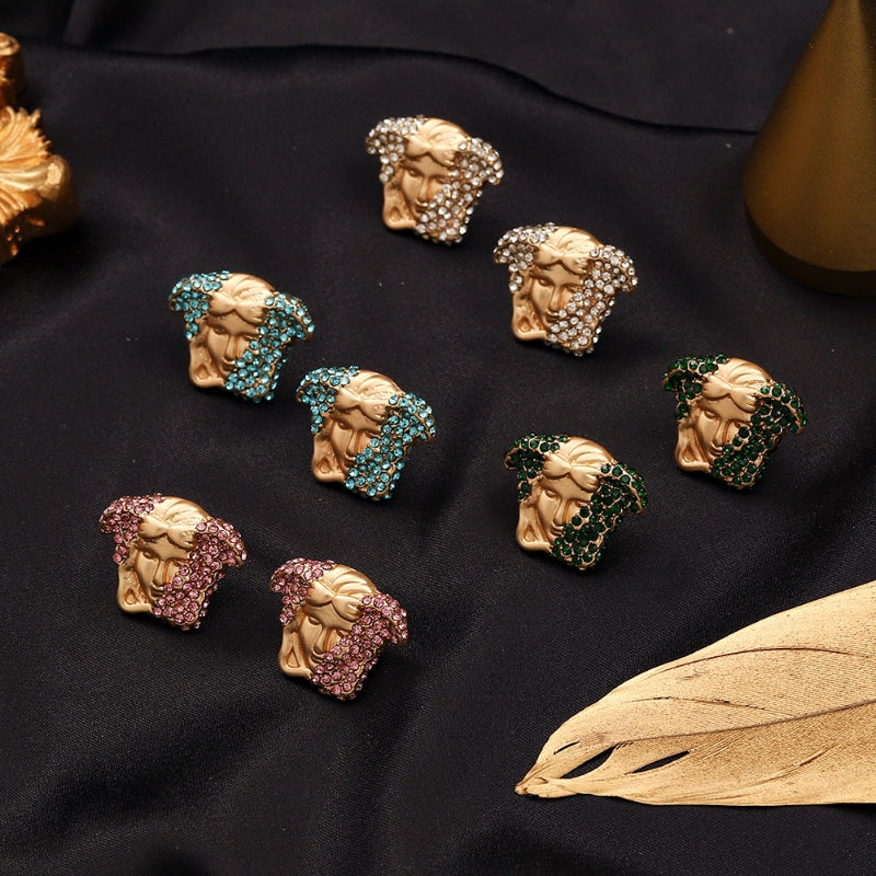 304 Stainless Steel Colorful Medusa Stud Earrings