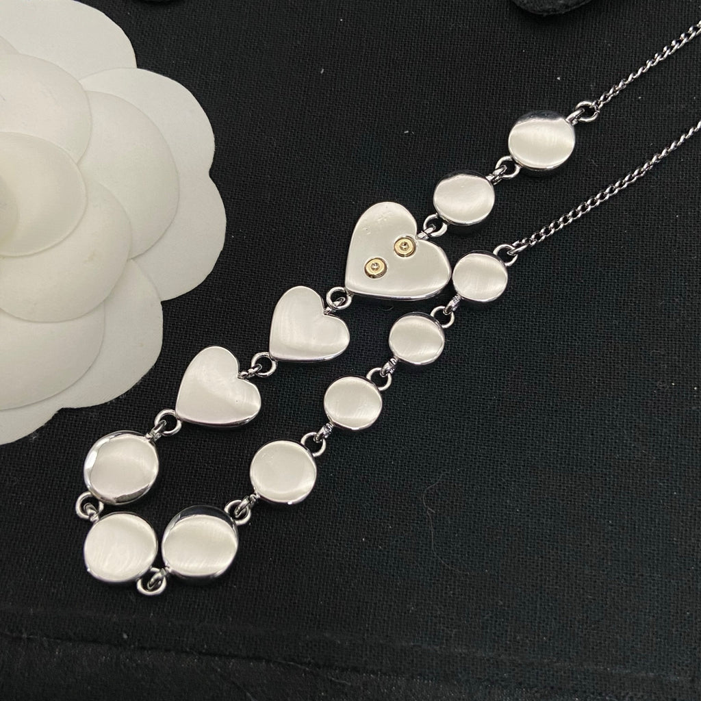 White Disc & Oval Station Necklace