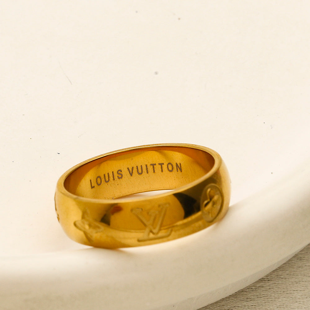 304 Stainless Steel Engraved Wide Band Ring