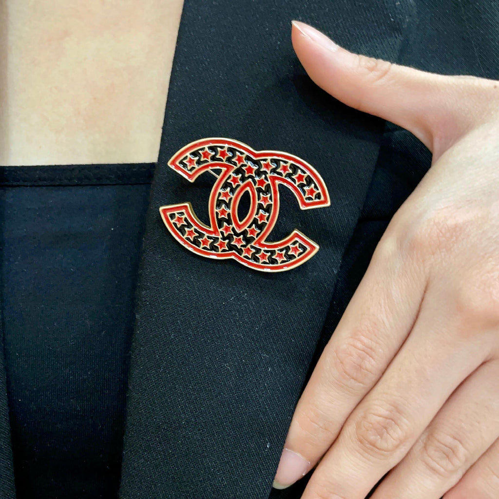 Red Outline Emblem Brooch