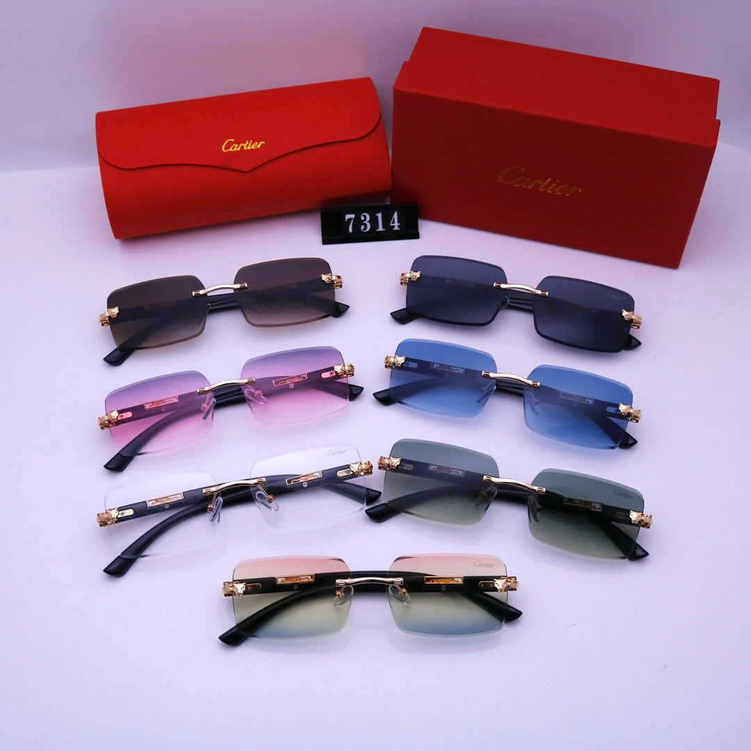 Narrow Rimless Sunglasses with Loop Hinges