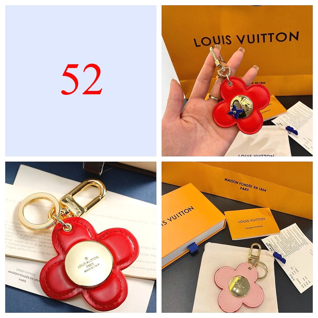 Porta-chaves com pingente de coração e flor — opções de estilo