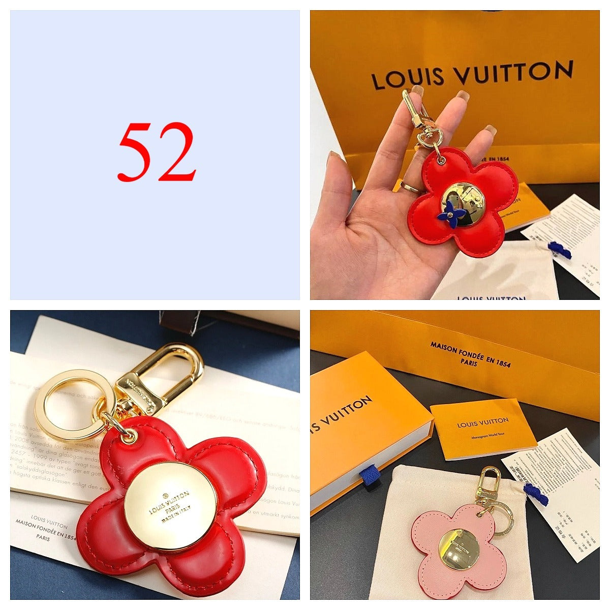 Heart & Flower Charm Keychain - Style Options