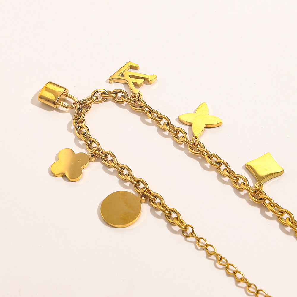 304 Stainless Steel Colorful Floral Charm Bracelet & Necklace - Individual or Set