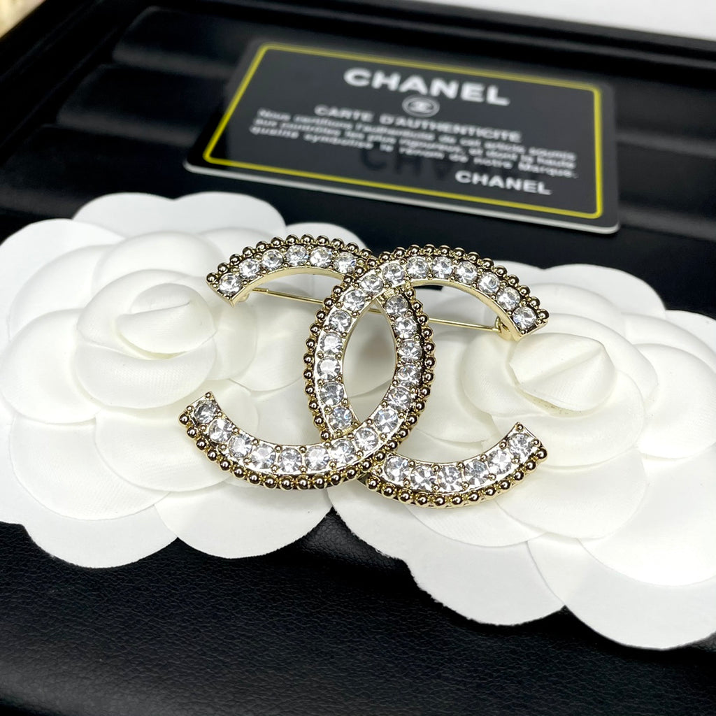 Pave Interlocking Emblem Brooch