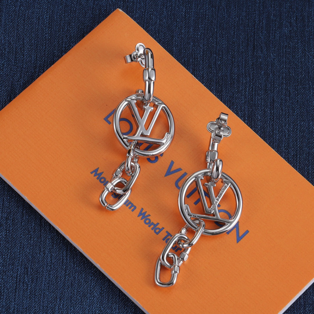 Monogram Chain-Link Dangle Earrings