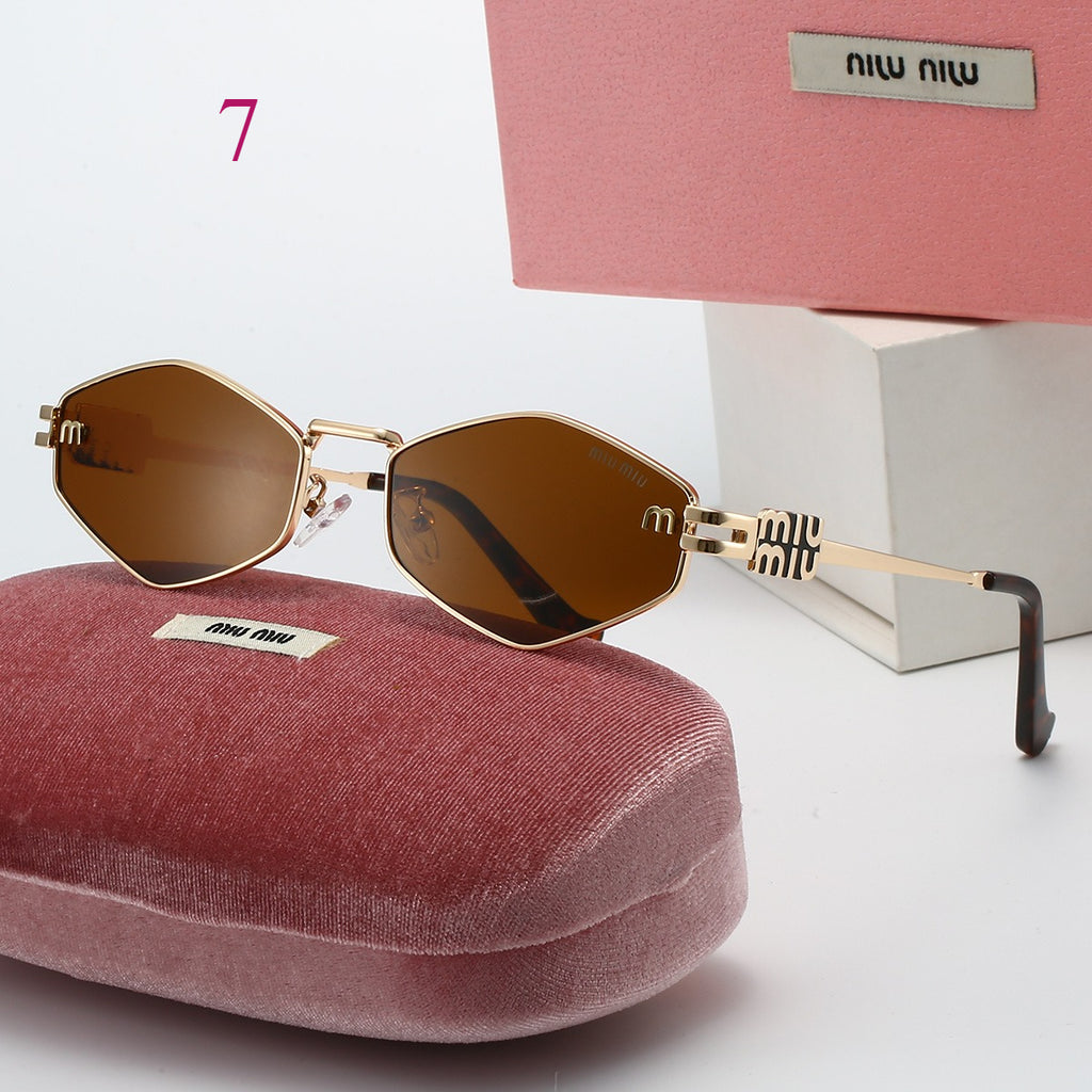 Round Metal-Frame Sunglasses with Logo Hinges