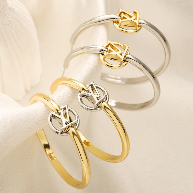 Copper Double Monogram Hoop Earrings