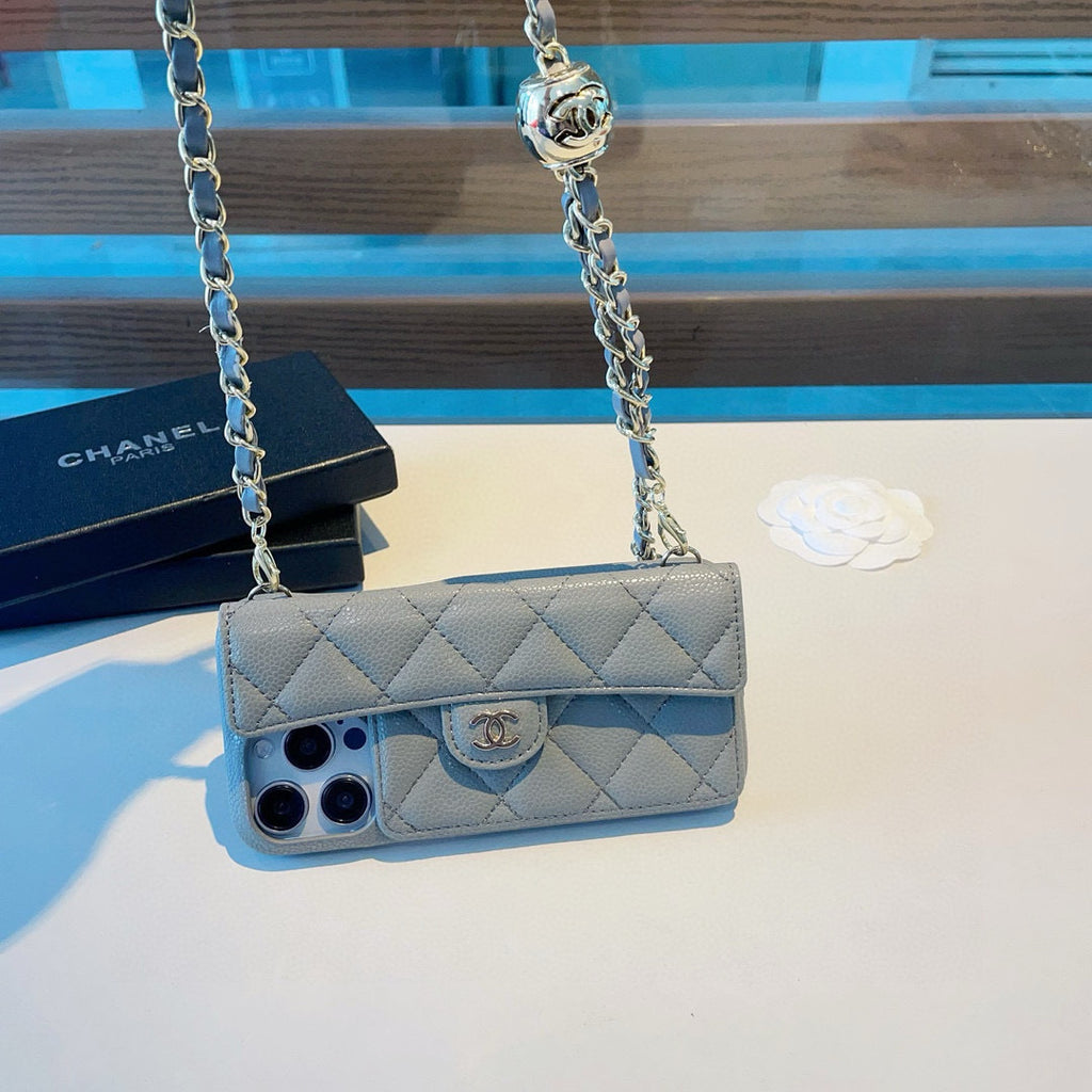 Geometric Quilted Phone Case with Chain Strap