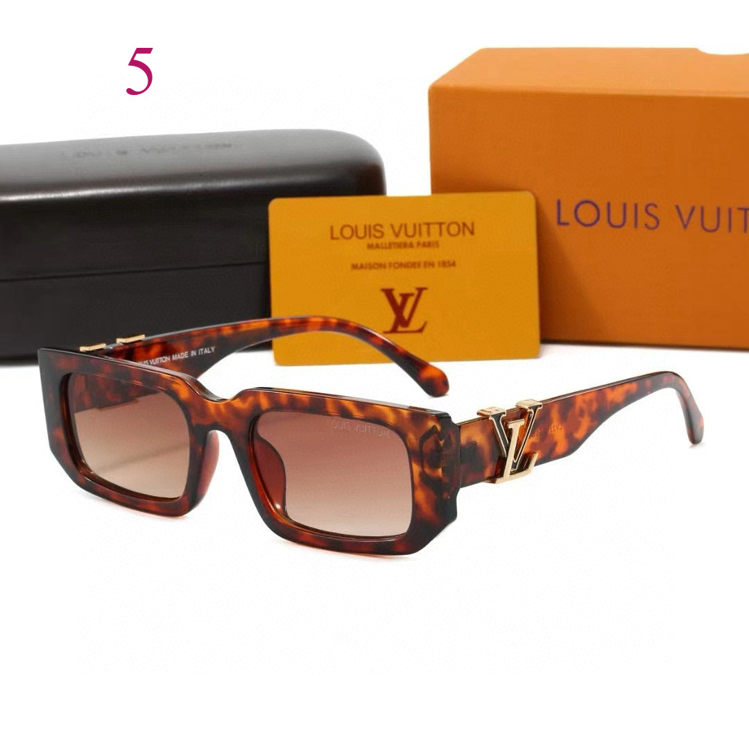 Chunky Rounded Rectangle Sunglasses with Monogram Temples