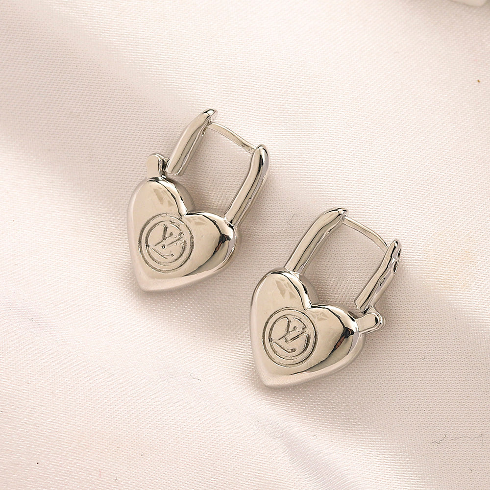 Pendientes Huggie de Acero Inoxidable 304 con Candado de Corazón