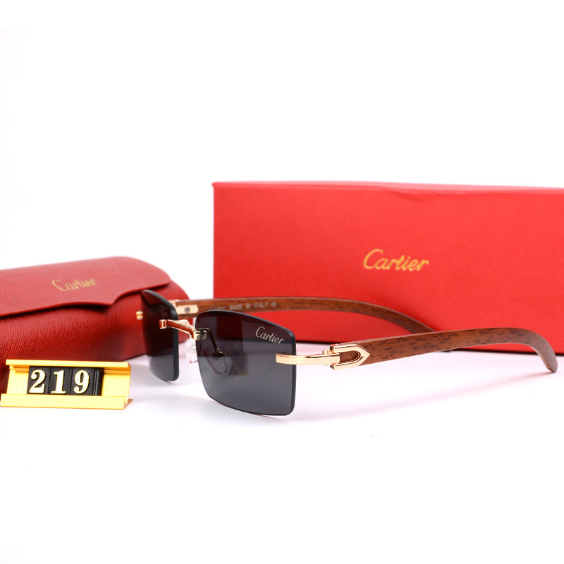 Rimless Sunglasses with Curved Metallic Temple Accents