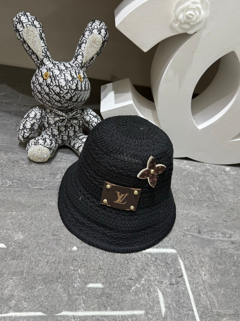 Crochet Bucket Hat with Floral Accent