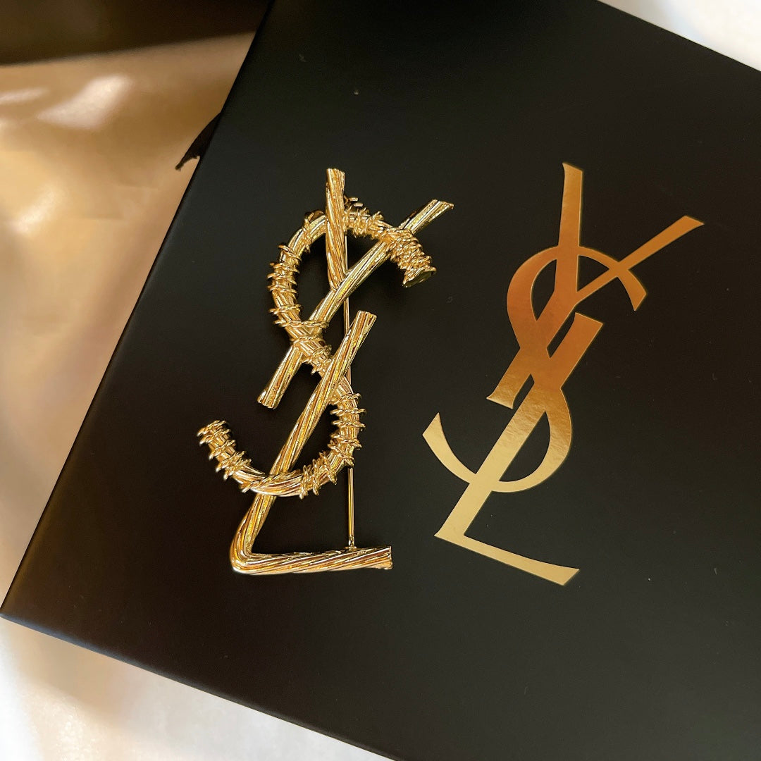 Sparkling Stacked Letter Brooch