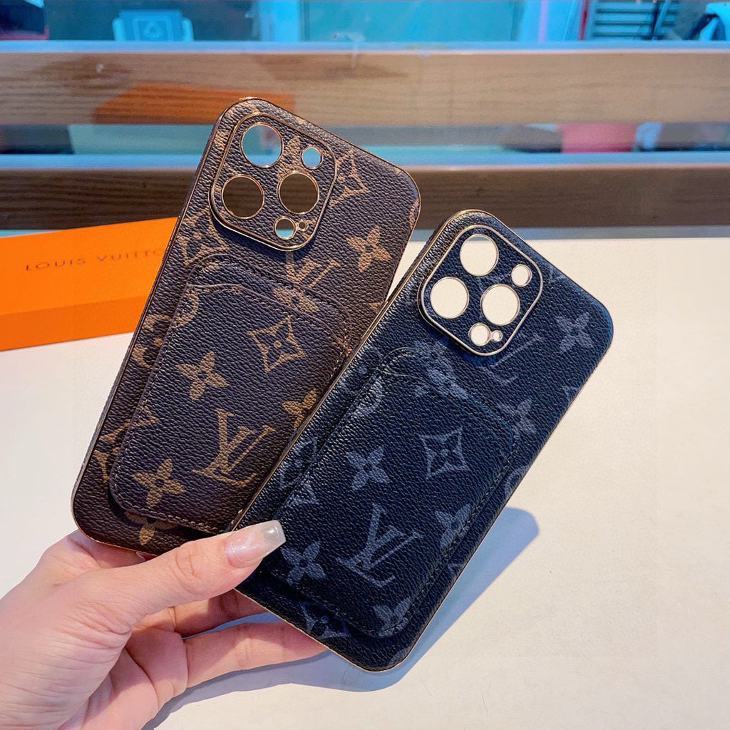 Funda para teléfono con monograma y bolsillo para tarjetas
