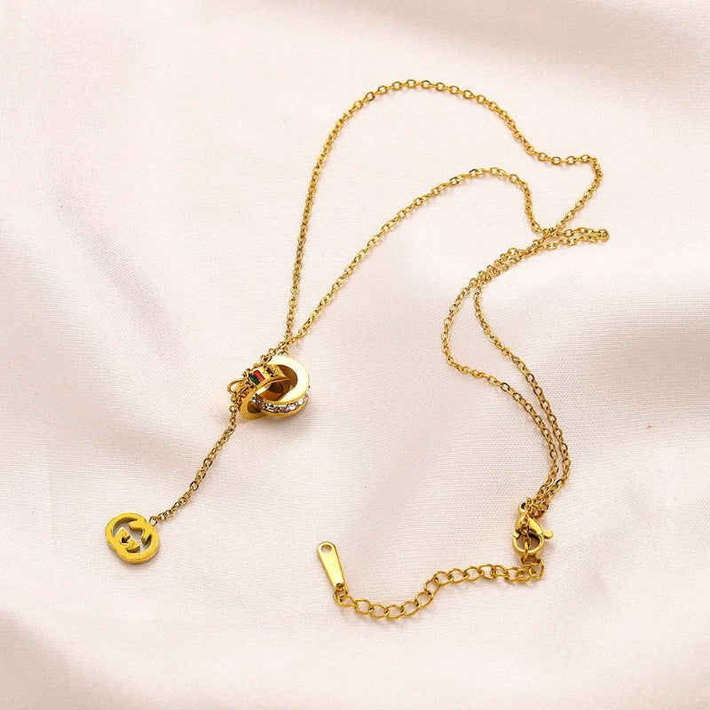 Collar de lazo con monograma redondo de acero inoxidable 304