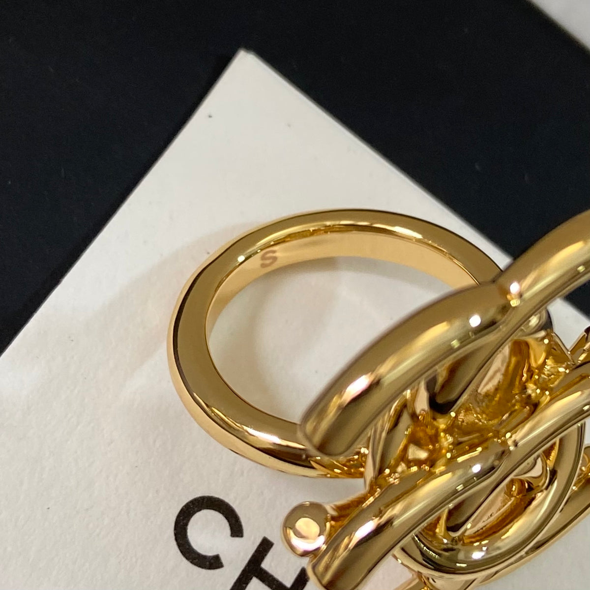 Polished Interlocking Emblem Statement Ring