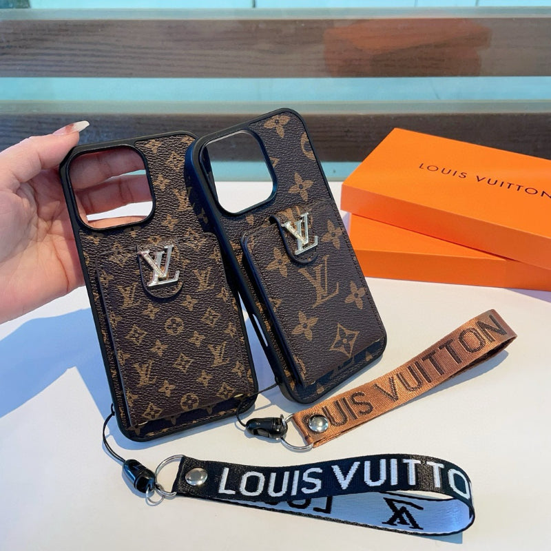 Monogram Phone Case with Strap and Card Pocket