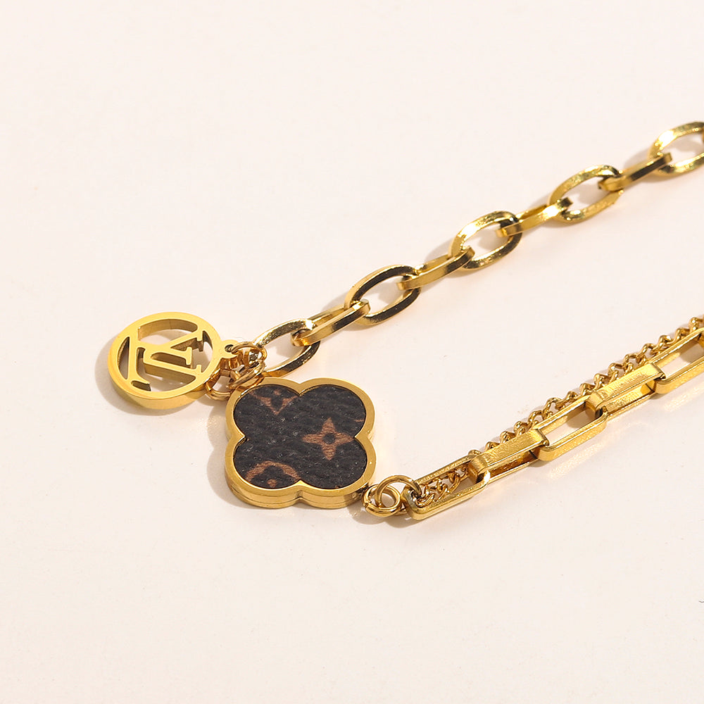 304 Stainless Steel Black Flower Pendant Bracelet & Necklace - Individual or Set
