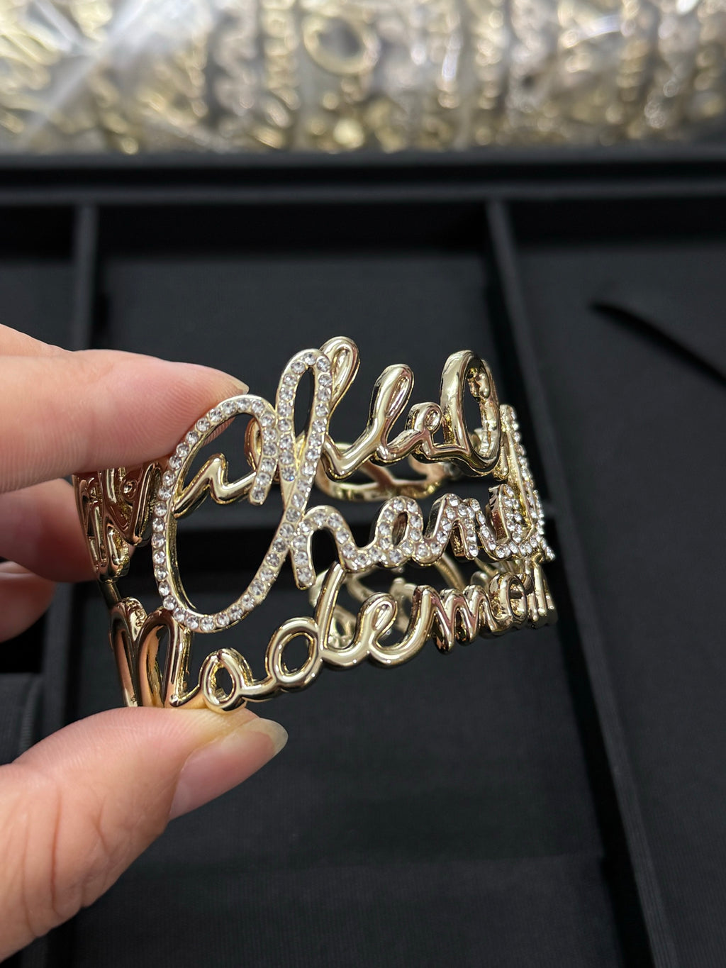 Openwork Script Lettering Cuff Bracelet