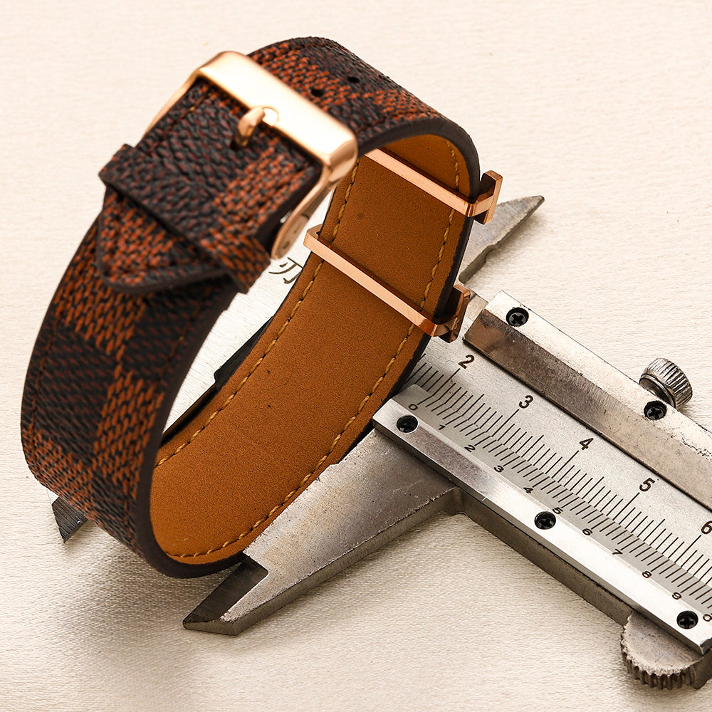 304 Stainless Steel Brown Monogram Strap Bracelet