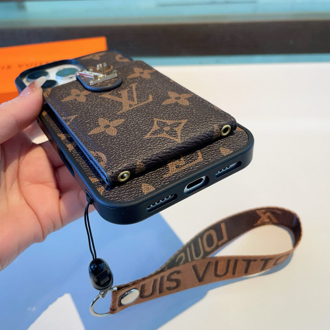 Monogram Phone Case with Strap and Card Pocket