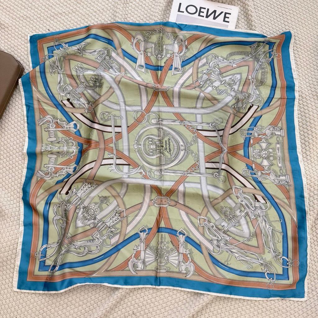 Belt & Buckle Print Square Scarf - 90 x 90 cm