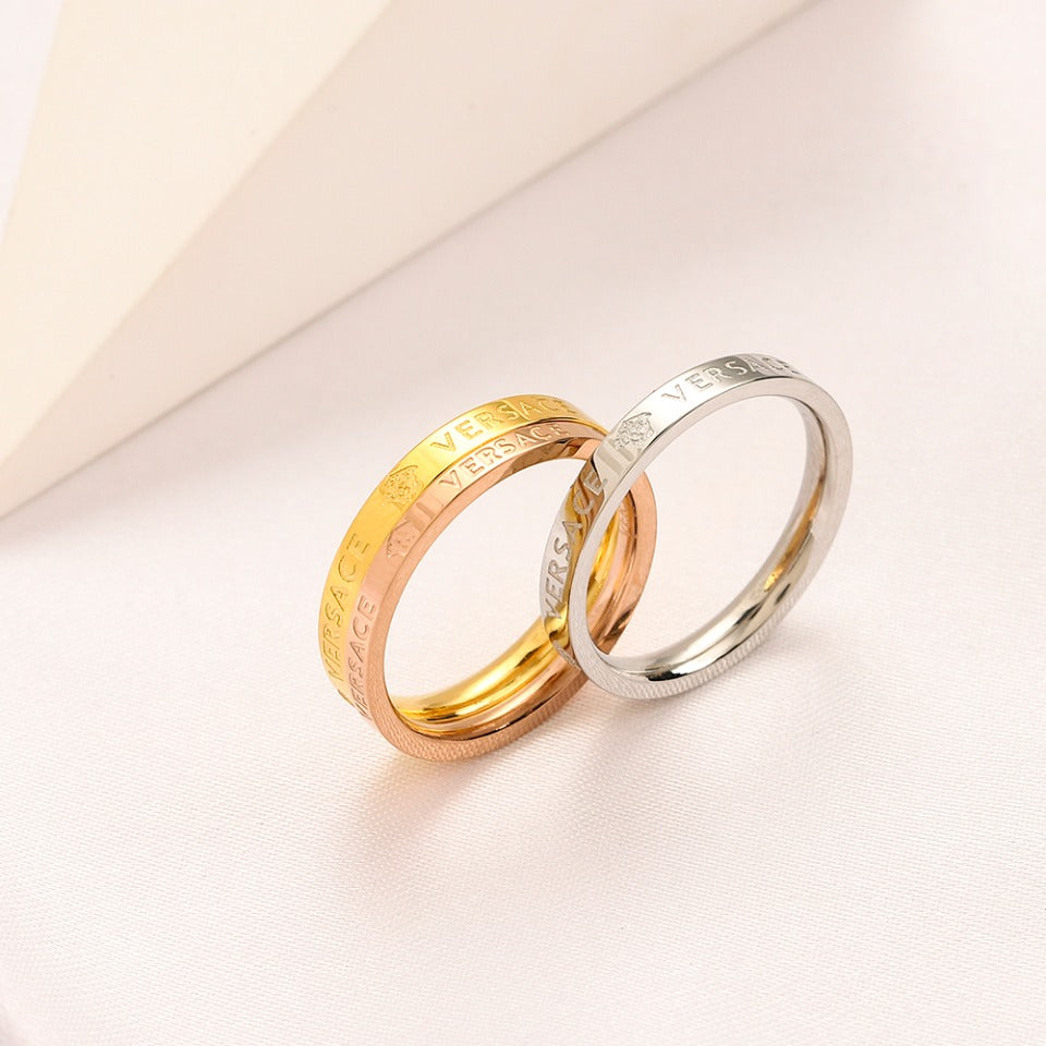 Three-Tone Layered Band Ring