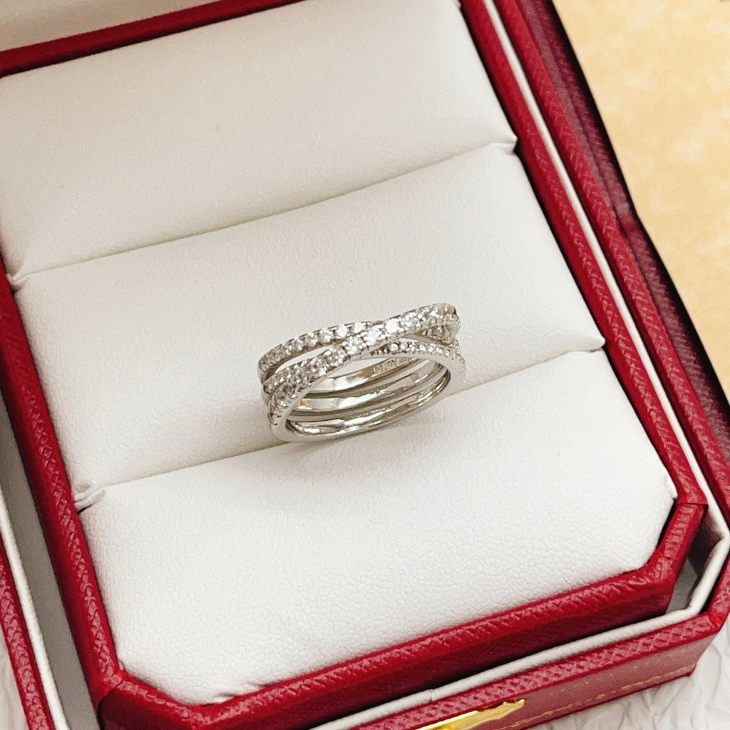 Silver-Tone Layered Pave Band Ring