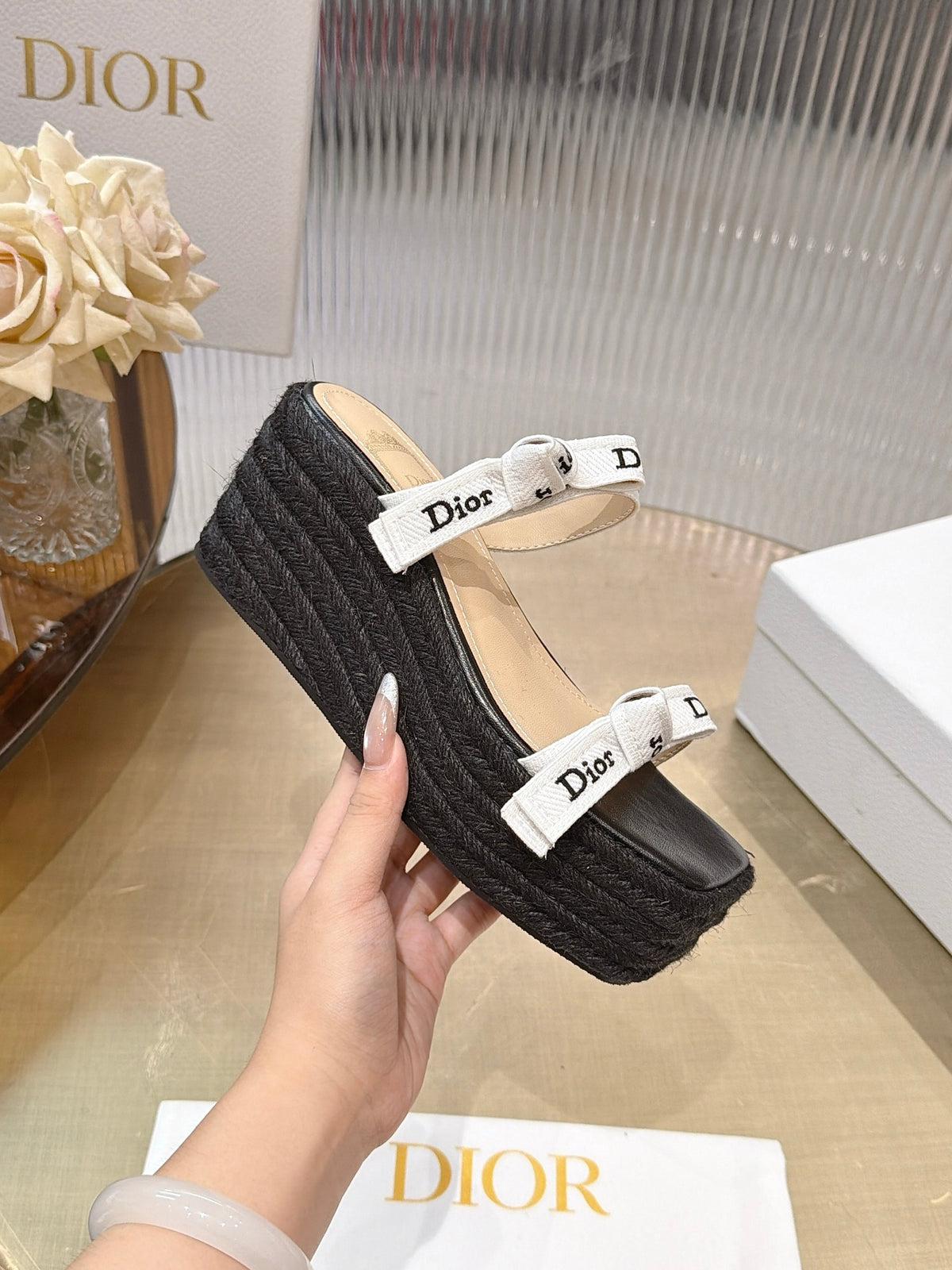Lettered Strap Platform Sandals