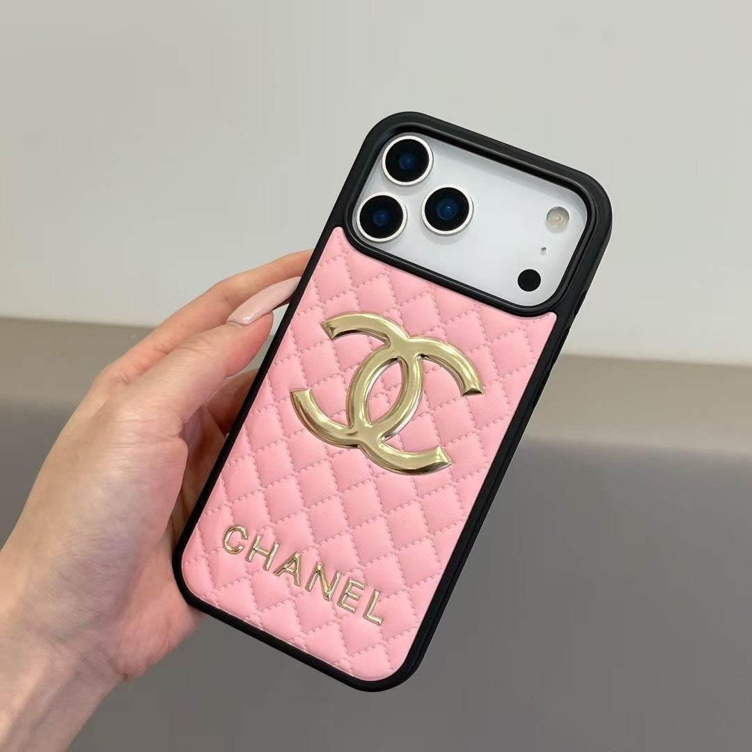 Quilted and Plain Emblem Phone Case - Style Options