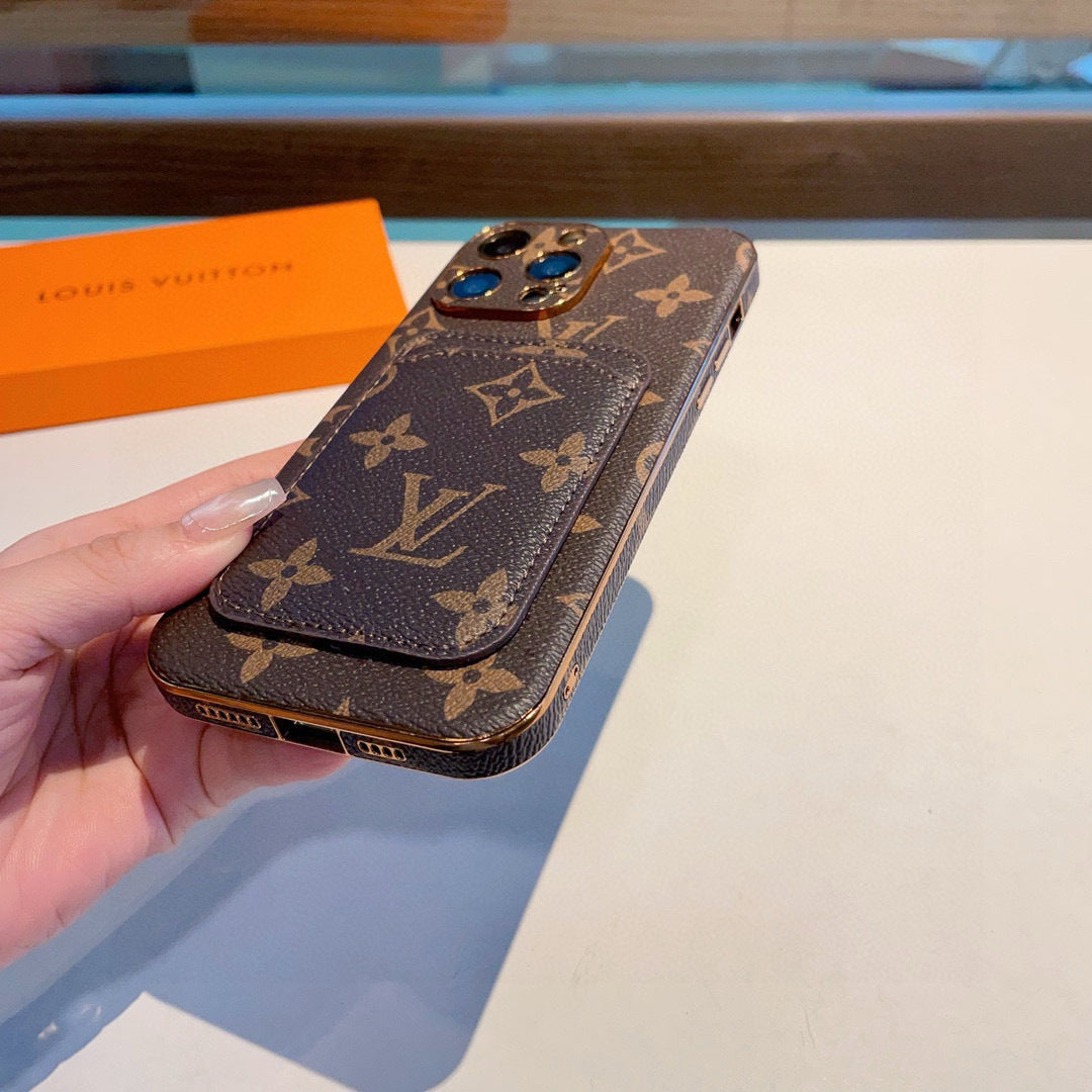 Funda para teléfono con monograma y bolsillo para tarjetas