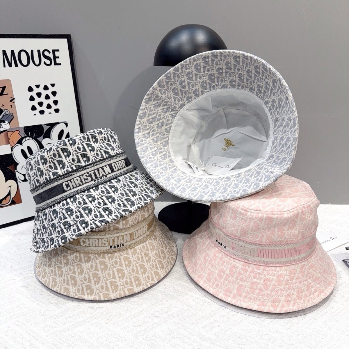 Patterned Bucket Hat with Lettered Band
