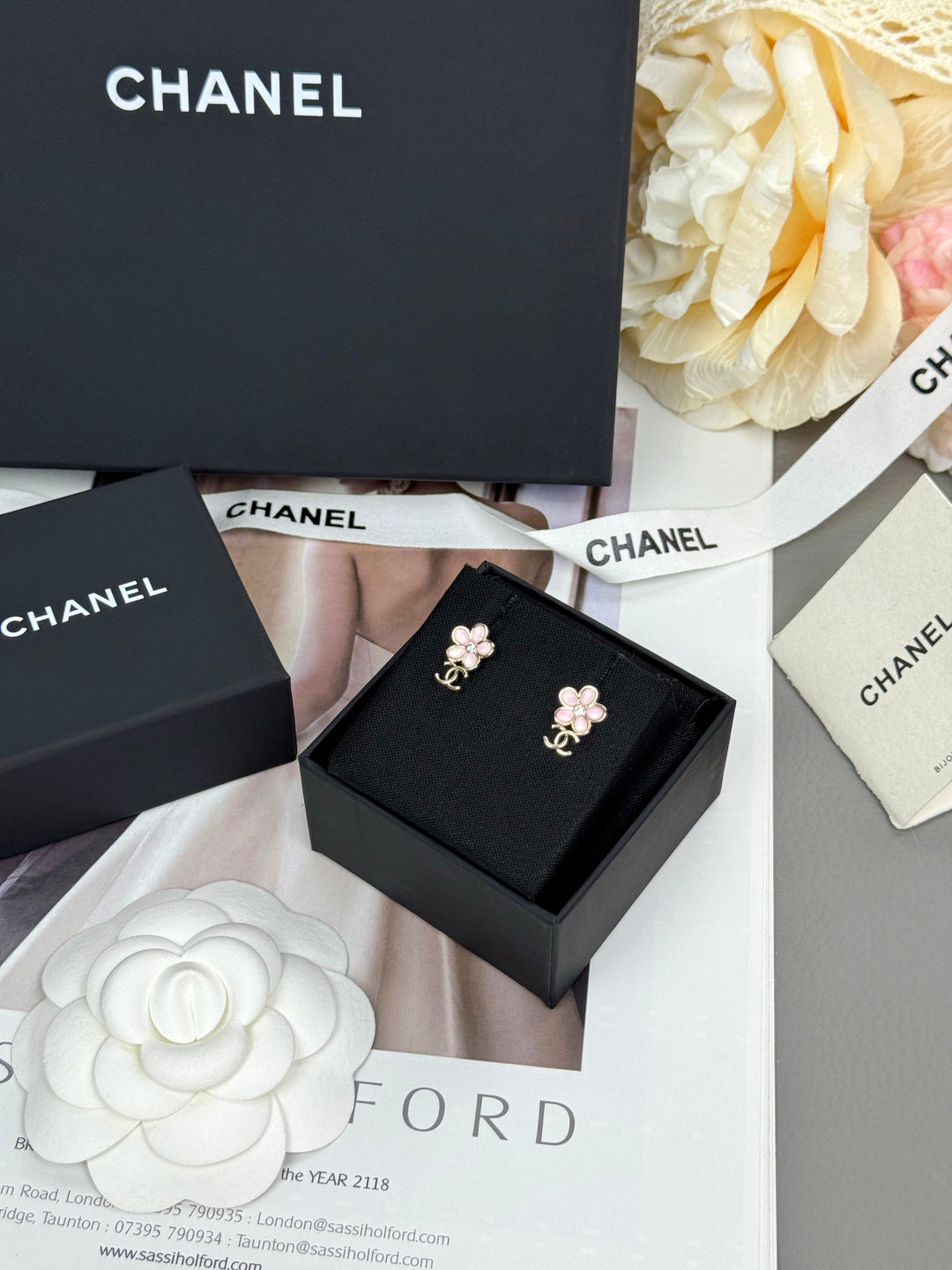 Pink Petal Flower Drop Earrings