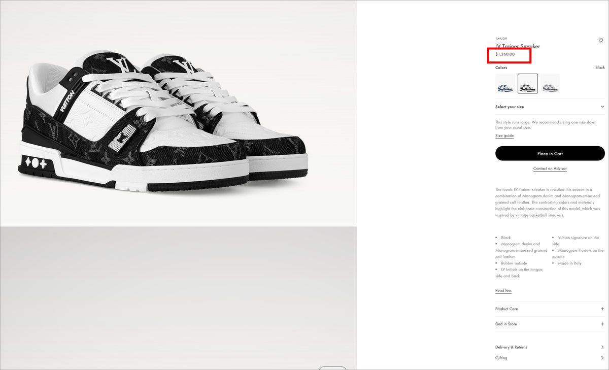 Black and White Monogram Low-Top Sneakers