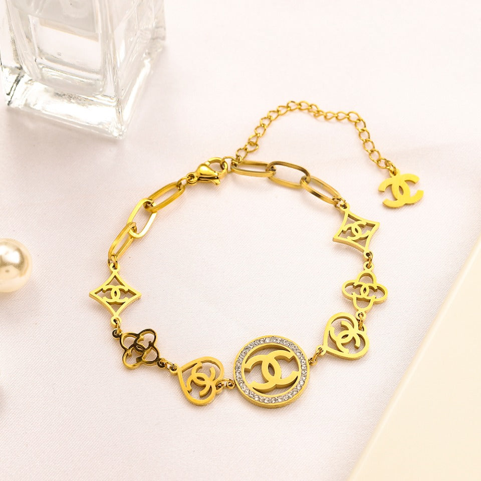 304 Stainless Steel Mixed-Link Monogram Bracelet & Necklace - Individual or Set