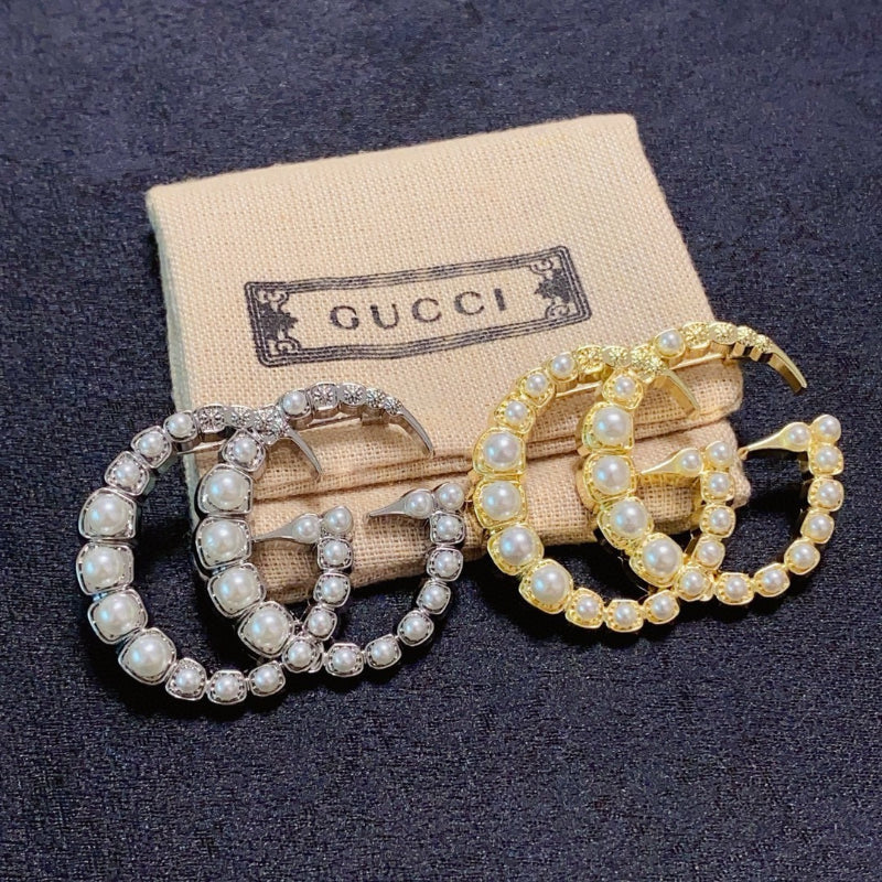 Bead-Set Double Letter Brooch
