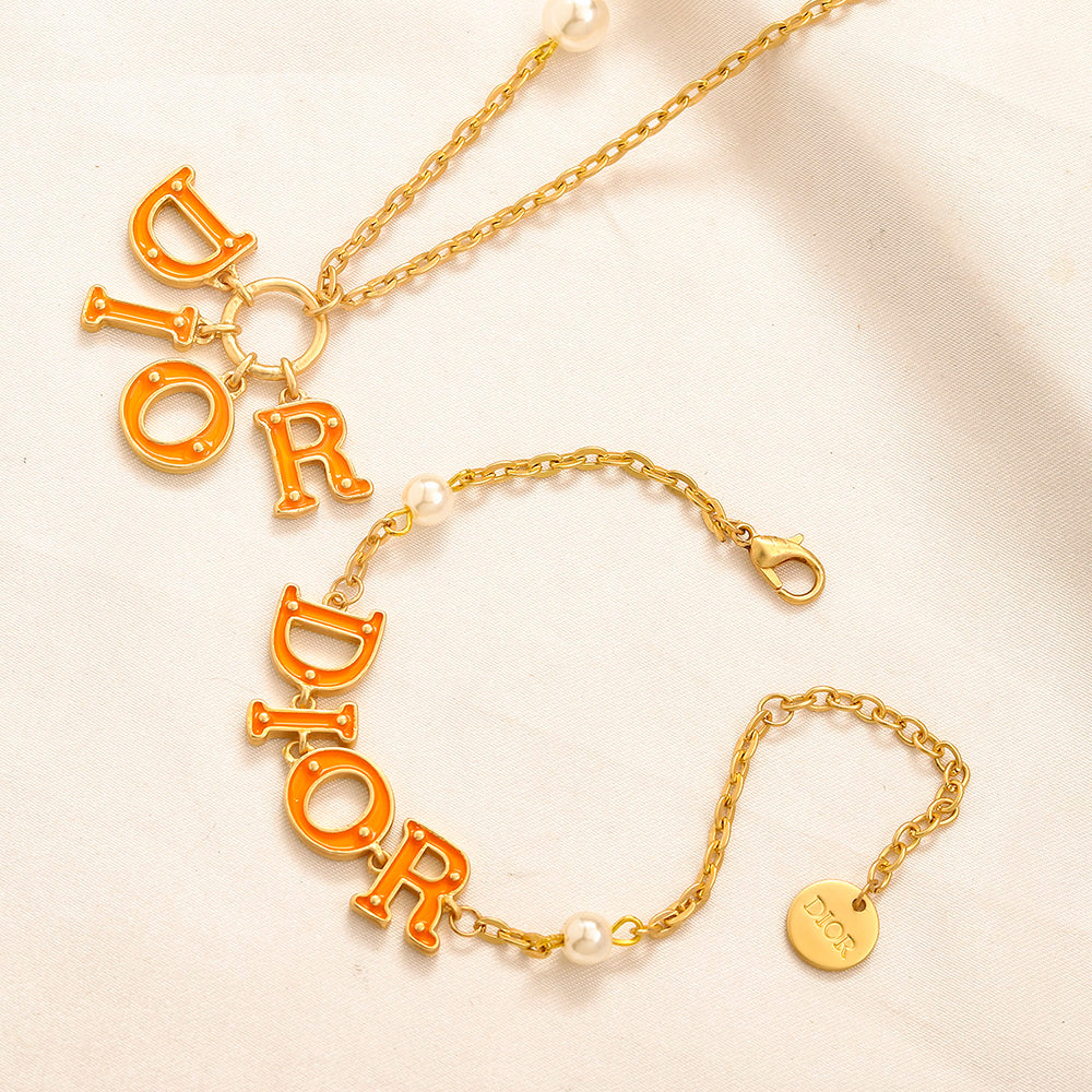 Alloy Colorful Lettering Bracelet & Necklace - Individual or Set