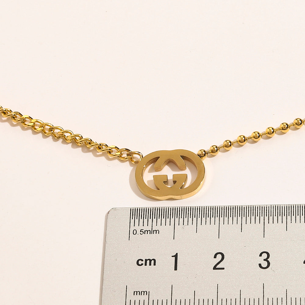 304 Stainless Steel Polished Double-G Earrings & Necklace Collection