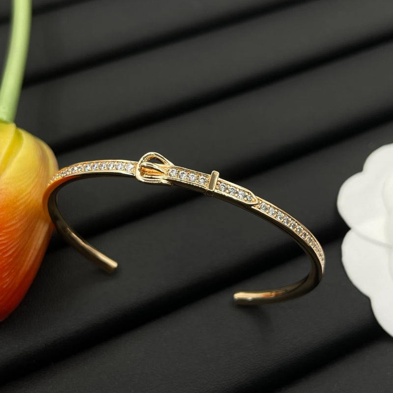 Rose-Tone Pave Buckle Cuff Bracelet