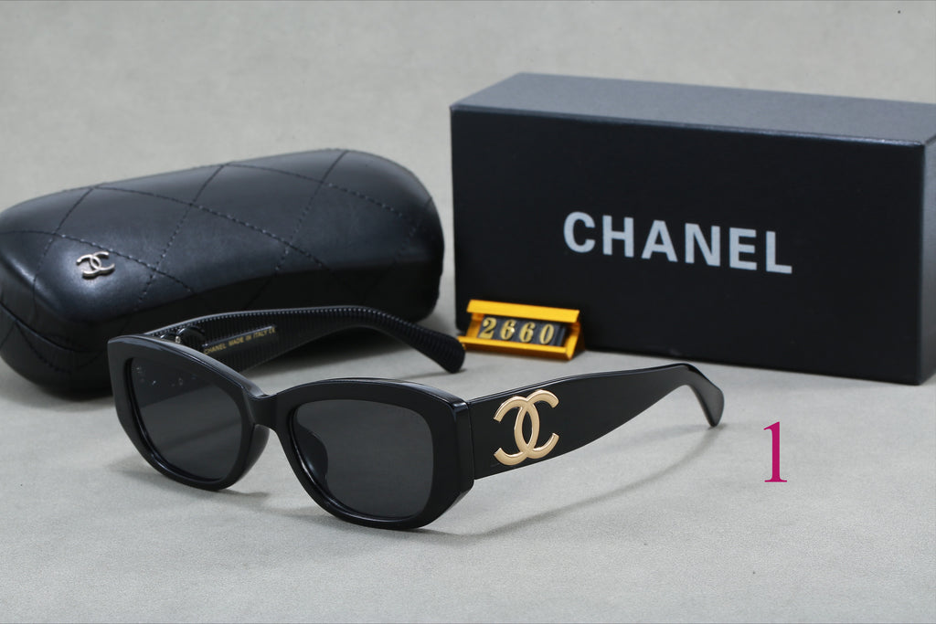 Gafas de sol cat-eye redondeadas con varillas con logotipo entrelazado