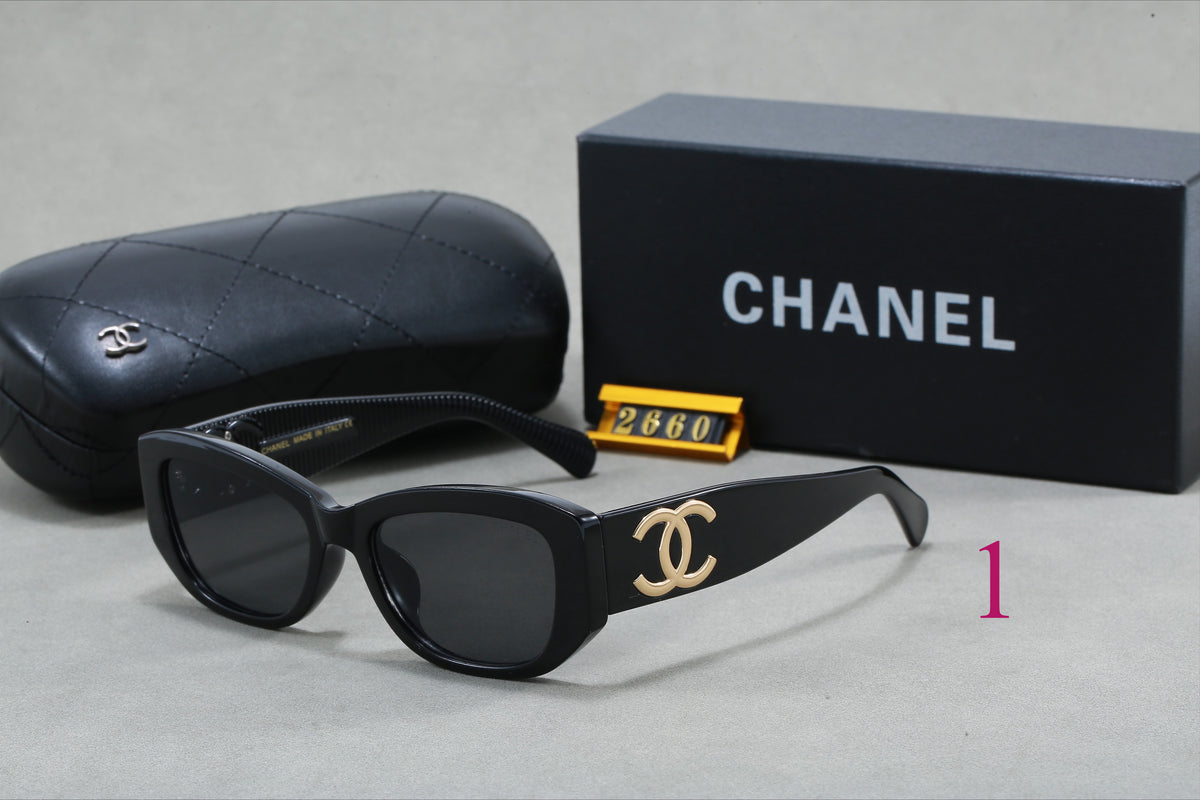 Gafas de sol cat-eye redondeadas con varillas con logotipo entrelazado