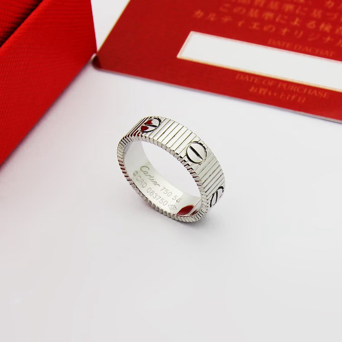 Wide Ribbed Band Ring with Circular Screw Details