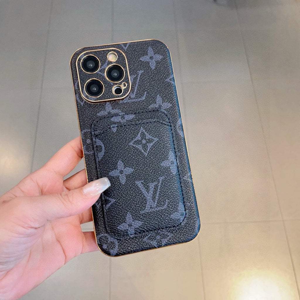 Funda para teléfono con monograma y bolsillo para tarjetas