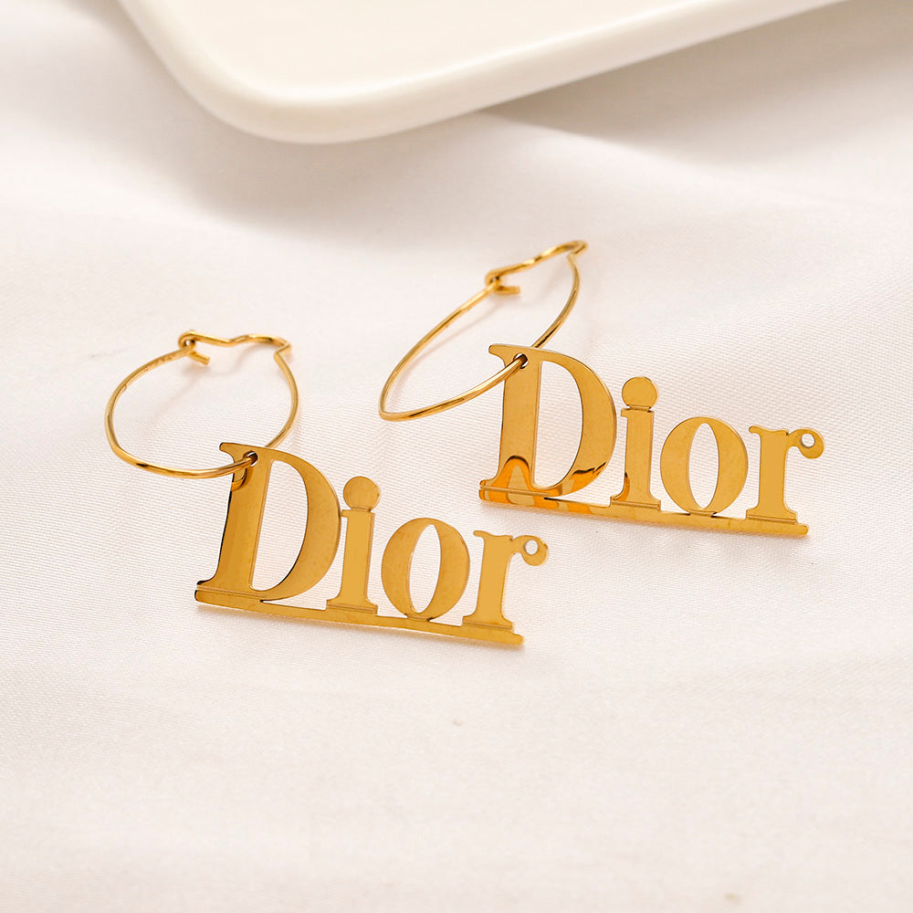 304 Stainless Steel Long Letter Drop Earrings