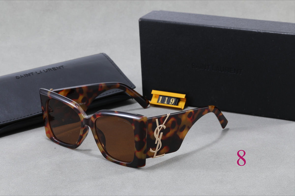 Square Cat-Eye Sunglasses with Monogram Temples