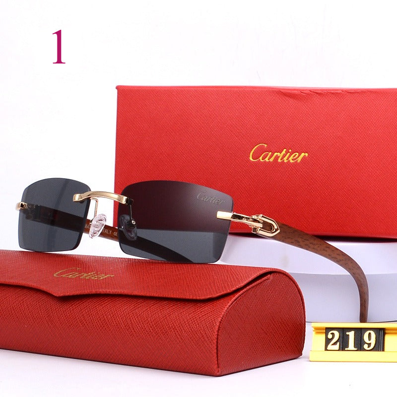 Rimless Sunglasses with Curved Metallic Temple Accents